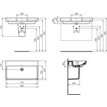 I.LIFE B Umývadlo 82x47,5 cm, bez otvoru pre batériu, T684401
