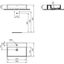 I.LIFE B Umývadlo na dosku 60,5x42 cm, T573601