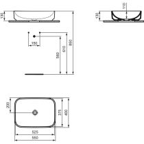 I.LIFE B Umývadlo na dosku 55x40 cm, T572801