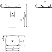 I.LIFE B Umývadlo na dosku 50x38 cm, T572901