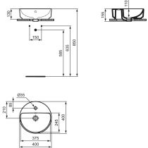 I.LIFE B Umývadlo na dosku okrúhle  40x40 cm, T573501
