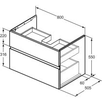 FINESSE Umývadlová skrinka 80 cm, šírka 50,5 cm,  E3396UR