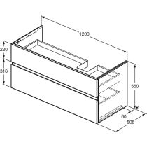 FINESSE Umývadlová skrinka 120 cm pre pravé umývadlo, šírka 50,5 cm,  E3448Y1