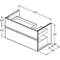 FINESSE Umývadlová skrinka 100 cm pre pravé umývadlo, šírka 50,5 cm,  E3446US