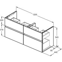 FINESSE Umývadlová skrinka 120 cm, šírka 44 cm,  E3390US