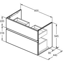 FINESSE Umývadlová skrinka 80 cm, šírka 44 cm,  E3387UR