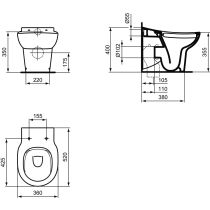 CONTOUR 21 WC stacionárne detské RIMLESS+ 52x36 cm,  WC pre 7-11 rokov, S312601