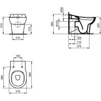 CONTOUR 21 WC stacionárne detské RIMLESS+ 49x31,5 cm,  WC pre 3-7 rokov, S312301