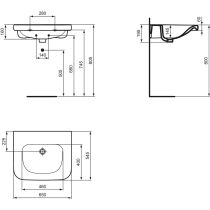 CONTOUR 21 Umývadlo pre telesne postihnutých bez otvoru pre batériu a bez prepadového otvoru , 65x55 cm, S253401