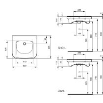 CONTOUR 21 Umývadlo pre telesne postihnutých bez otvoru pre batériu a bez prepadového otvoru , 60x55 cm, E512201