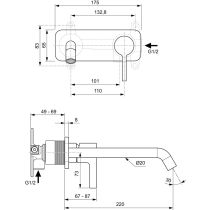 JOY umývadlová podomietková batéria, dĺžka vývodu 220 mm, A7381A2