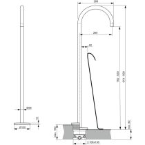 JOY Vaňový voľne stojací výtok, diel 1+ diel 2, ušľachtilá nerezová kartáčovaná oceľ, A7387GN