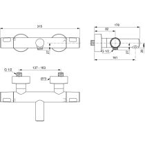 CERATHERM T25N Vaňová nástenná termostatická batéria, A8475XG