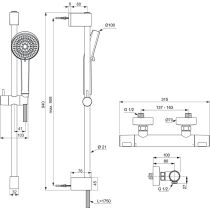 CERATHERM T25 Sprchová nástenná termostatická batéria, so sprchovou kombináciou tyč 90 cm, A8518AA