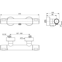CERATHERM T25 Sprchová nástenná termostatická batéria, A8600AA