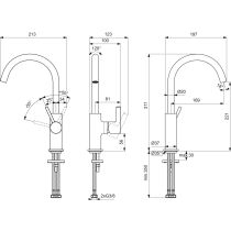 JOY Umývadlová batéria s vysokým otočným vývodom, bez odpadovej garnitúry a flexibilnými hadicami, BC778A2