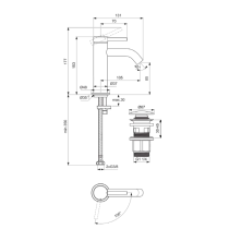 CERALINE NUOVO Umývadlová batéria H85 Blue Start, s odpadovou klik-klak garnitúrou, BD759XG