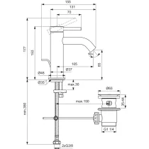 CERALINE NUOVO Umývadlová batéria H85, s odpadovou garnitúrou, BD846AA