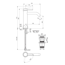 CERALINE NUOVO Umývadlová batéria H120 Blue Start, s  kli-klak odpadovou garnitúrou, BD959AA