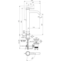 CERALINE NUOVO Umývadlová batéria H240 Blue Start, s odpadovou garnitúrou, BD763XG