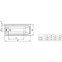 ACTIVE vaňa akrylátová 160x70 cm, K182101