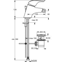 CeraPlan New bidetová batéria s odpadovou garnitúrou a flexibilnými hadicami, B3693AA