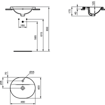 CONNECT Umývadlo zápustné ovalné 48 cm, E5038
