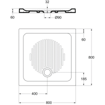 Connect sprchová vanička keramická štvorcová 80x80 cm, T266101