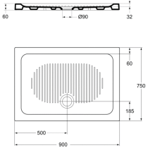 Connect sprchová vanička keramická 90x75 cm, T267301