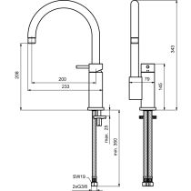 Mara kuchynská batéria bez odpadovej garnitúry, A9020AA