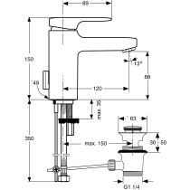 Moments umývadlová batéria s odpadovou garnitúrou a flexibilnými hadicami, A3905AA