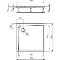 ULTRALIGHT Sprchová vanička akrylátová 90x90x4 cm, K517301