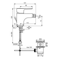 CERAPLAN III bidetová batéria s odpadovou garnitúrou a flexibilnými hadicami, B0897AA, B0713AA