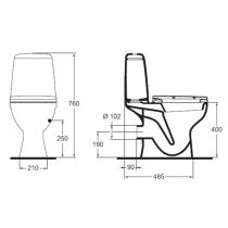 Eurovit | Sirius WC kombi 61x35 cm, rovný odpad, vrátane WC sedadla, W901101, W901301