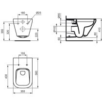 Tonic II rimless II WC závesné 36x56,5 cm, K316301