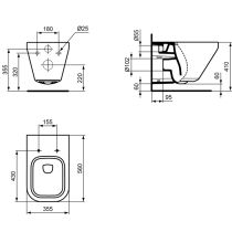Tonic II aquablade WC závesné 36x56,5 cm, K315801