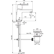 VITO umývadlová batéria s odpadovou garnitúrou (5l/min), B0406AA