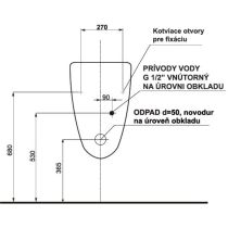 EUROVIT | GOLF  Pisoár kapotovaný,  elektronické splachovanie 6VDC, V5538VBS9.2