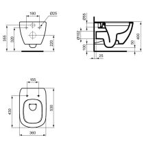 Tesi rimlless II WC závesné 53x36 cm, T350301