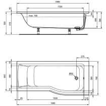 Connect Air vaňa akrylátová asymetrická Pravá 170x80/70cm, E113501