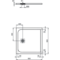 UltraFlat S 80x80x3 cm sprchová vanička z IdealSolid, K8214FV