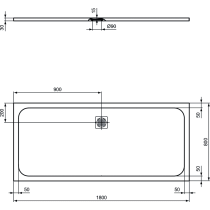 UltraFlat S 180x80x3 cm Sprchová vanička z IdealSolid, K8304FS