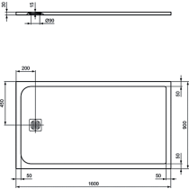UltraFlat S 160x90x3 cm Sprchová vanička z IdealSolid, K8277FS