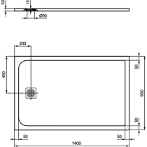 UltraFlat S 140x90x3 cm Sprchová vanička z IdealSolid, K8256FS