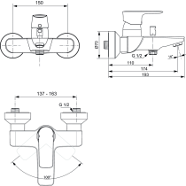 CONNECT AIR Vaňová batéria nástenná, A7033A5