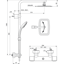IDEALRAIN CUBE Sprchový systém LUXE s termostatickou batériou, A6188AA