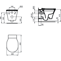 PACK, CONNECT AIR AQUABLADE WC závesné 36x55 cm, E005401 + CONNECT AIR Ultra ploché WC sedadlo Slow-closing, E036601, E008701
