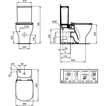 PACK, TESI AQUABLADE WC kombi misa , T0082 + TESI WC kombi nádrž 3/4,5 l, spodné napúšťanie, T3568, PA0026