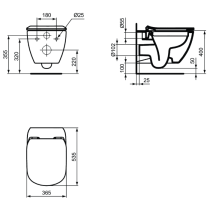 PACK, TESI RIMLESS II WC závesné 53x36 cm, T3503 + TESI WC sedadlo, T3528, PA0004