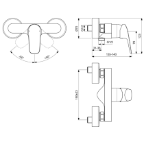 CERAFLEX Sprchová batéria nástenná, B1720